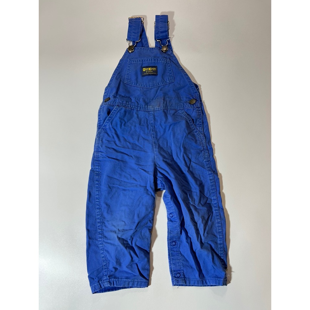 OshKosh B'Gosh Overalls Toddler 3T Blue Fair Vintage Vestbak Cotton Made in USA